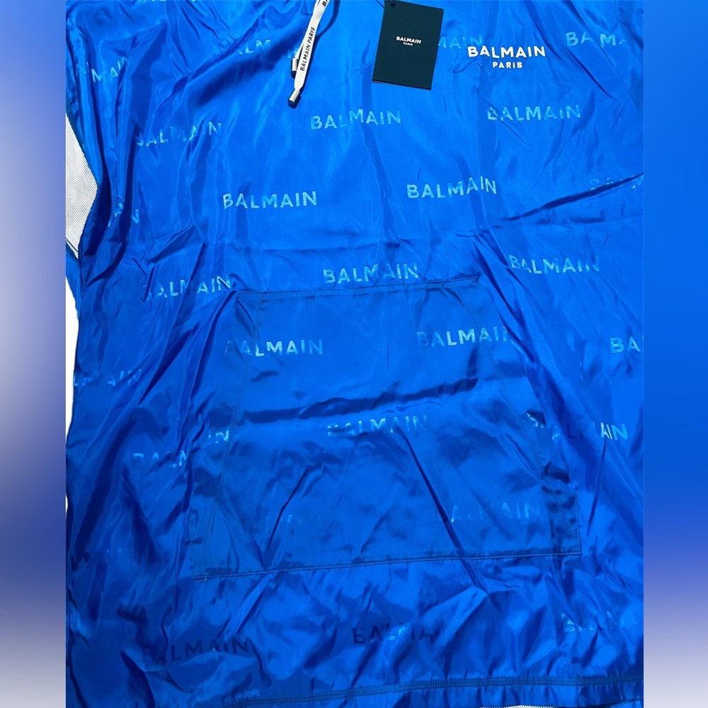 BALMAIN***Men’s Blue Jacquard Poncho***Med. $678 - Picture 4 of 6